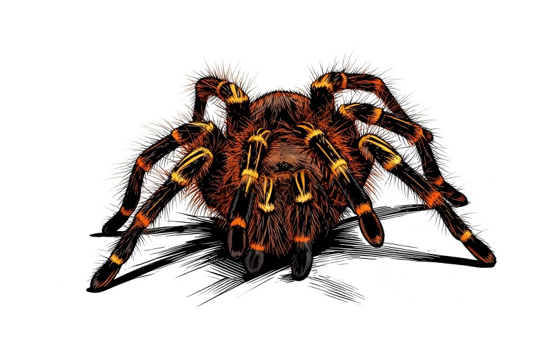 Grammostola Pulchripes Goldknie-Vogelspinne (Weiße Oberflächenillustration)