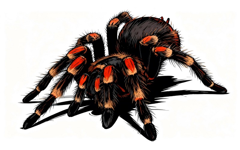 Kırmızı Siyah Tarantula İllüstrasyonu