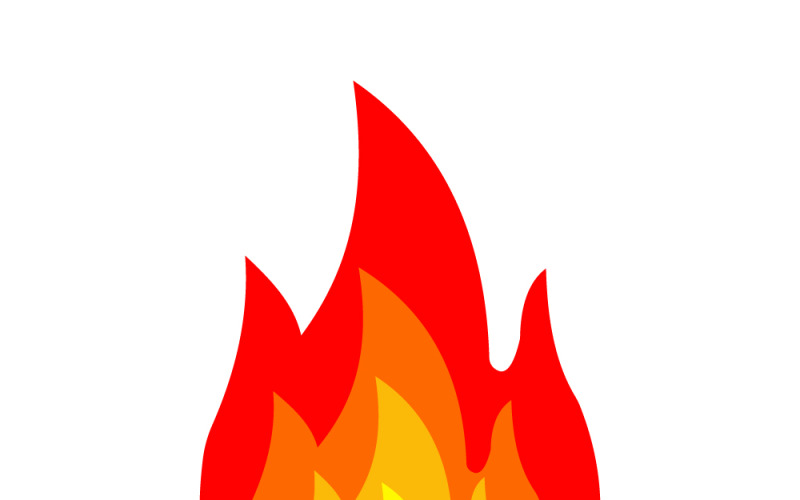 Illustrazione vettoriale stilizzata di una fiamma di fuoco nei colori rosso, arancione e giallo per rappresentare energia, calore e avvertimento.