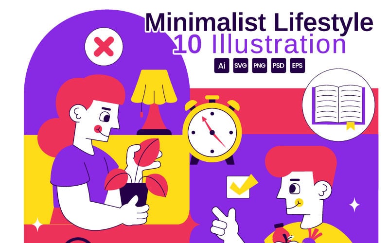 10 minimalistisk livsstil vektorillustration