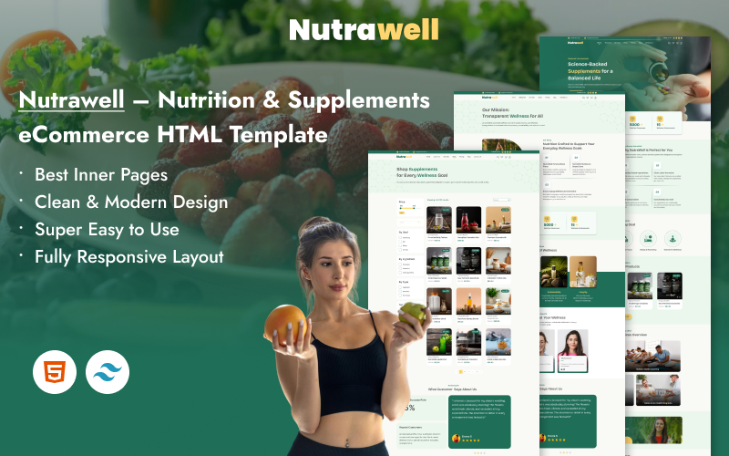 Nutrawell - HTML-шаблон для интернет-магазина товаров для питания и пищевых добавок