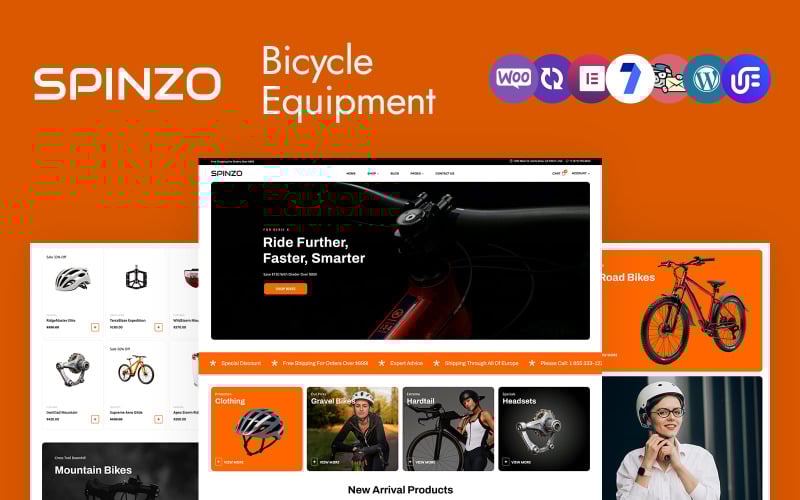 Spinzo - WooCommerce WordPress šablona pro obchod s cyklistickým vybavením