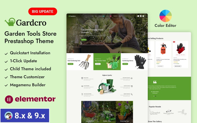 Gardcro - Tema PrestaShop responsivo per attrezzi da giardino