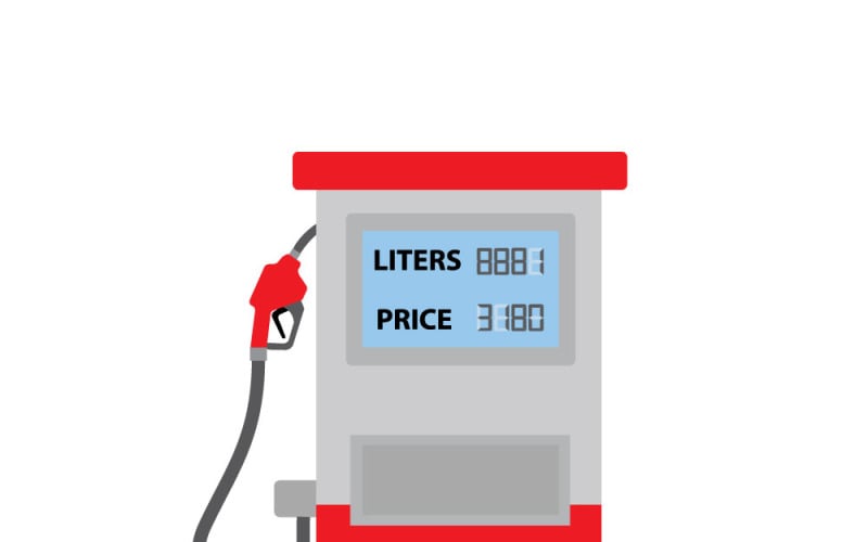 Tankstelle mit Zapfsäule – Vektorillustration zu Kraftstoffkosten und Rohöl