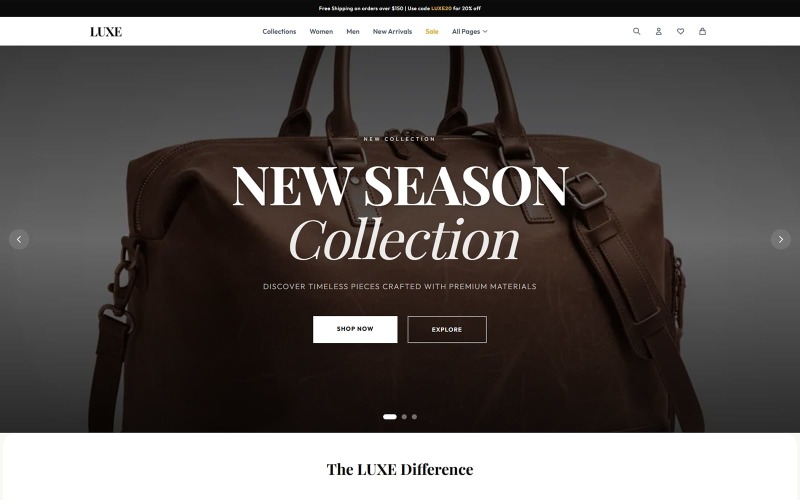 LUXE – Moda ve Giyim E-Ticaret HTML Şablonu