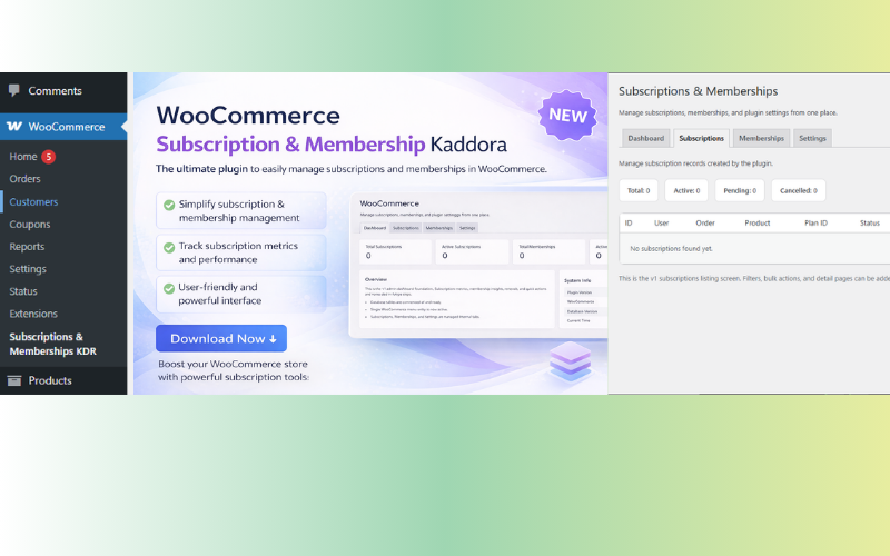 Plugin de assinatura para WooCommerce com recursos de associação e pagamentos recorrentes – Kaddora
