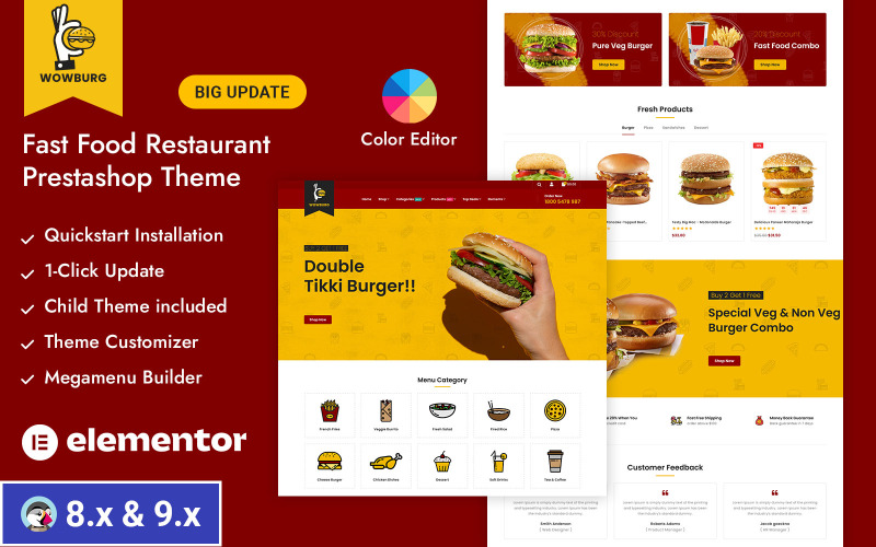 Wowburg - 快餐和饮料商店 Prestashop 响应式主题