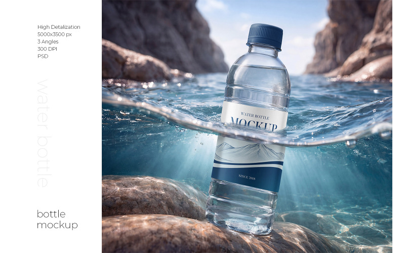 Clear Plastic Water Bottle Mockup Set