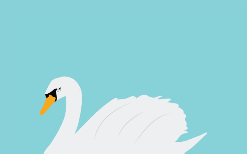 Ilustración vectorial de un lindo icono de cisne: elegante símbolo de ave acuática para el diseño de la naturaleza y la vida silvestre.