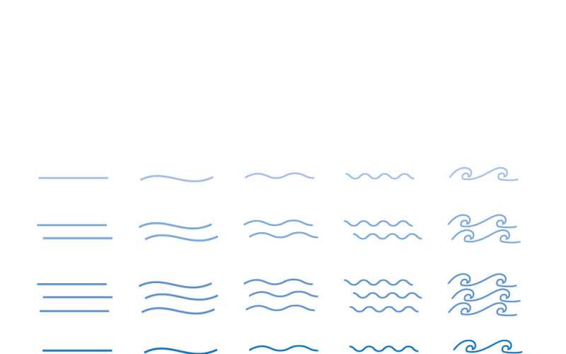 Set di linee ondulate blu – Illustrazione vettoriale di linee orizzontali a zigzag e ondulate.