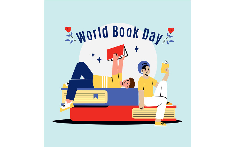 Ilustração colorida para comemorar o Dia Mundial do Livro