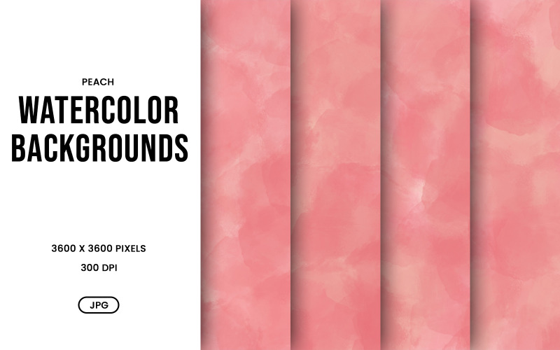 Conjunto de Fundos em Aquarela – Papel Digital Abstrato em Pêssego Suave, Coleção de Texturas