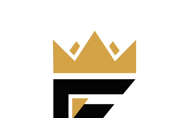 Minimalistyczne złote logo z koroną F — luksusowy monogram do identyfikacji marki i użytku korporacyjnego