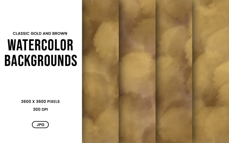 Ensemble de fonds aquarelle – Papier numérique abstrait classique or et marron, collection de textures