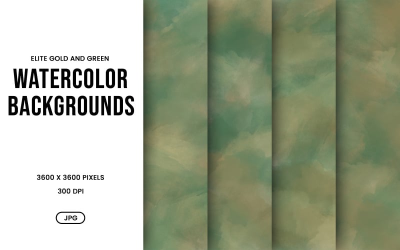 Akvarellbakgrundsset – Elite Gold & Green Abstract Digital Paper, Texture Collection