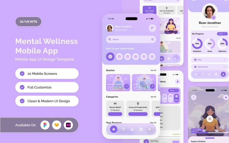 Calmara - Calm Wellness App UI Kit