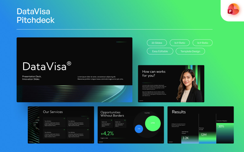 Modello PowerPoint per la presentazione di innovazione di DataVisa