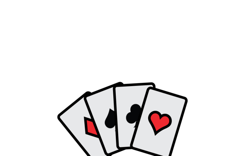 Dört As Oyun Kartı Seti – Kazanan Poker Eli Vektör İllüstrasyonu (Yazı Ekleme Alanı Dahil)