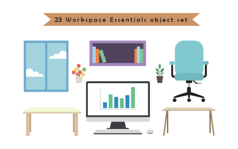 23 Workspace Essentials-objektuppsättning