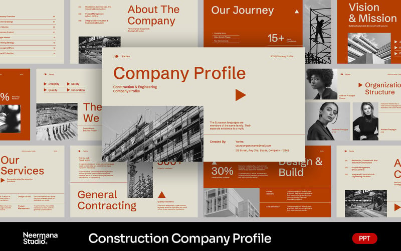 Presentazione PowerPoint sul profilo aziendale di Orange Construction Company