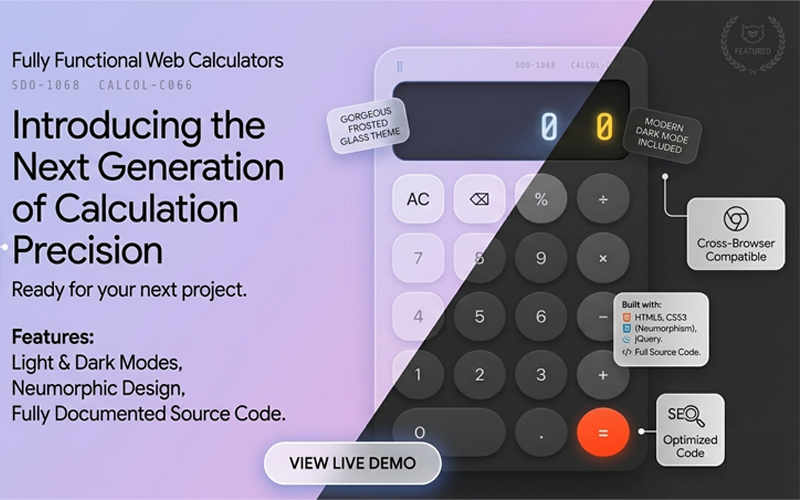 ProCalc: Professionell finansiell kalkylatorapp - Modern HTML/CSS/jQuery-mall