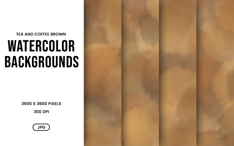 Conjunto de fondos de acuarela – Papel digital abstracto marrón té y café, colección de texturas