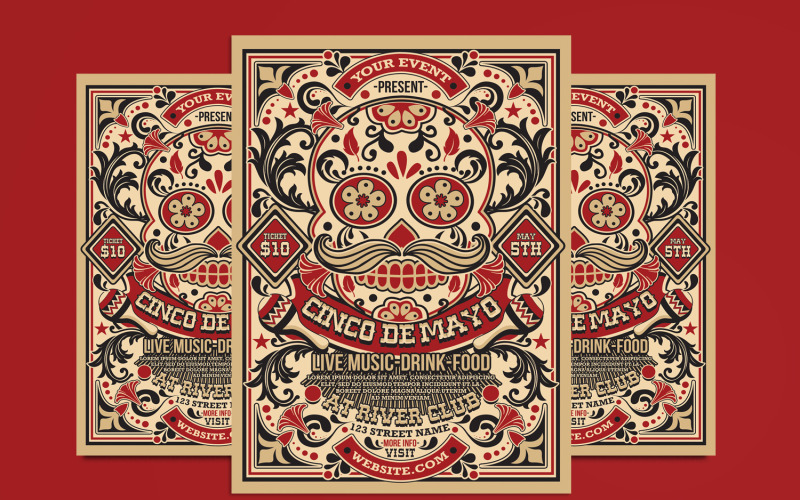 Modèle d'Affiche de flyer du festival de Cinco De Mayo