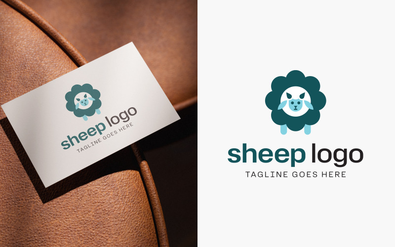 Modelo de design de logotipo de ovelha fofa