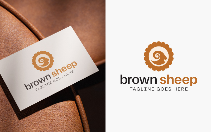 Modernes Logo-Design mit braunem Schaf