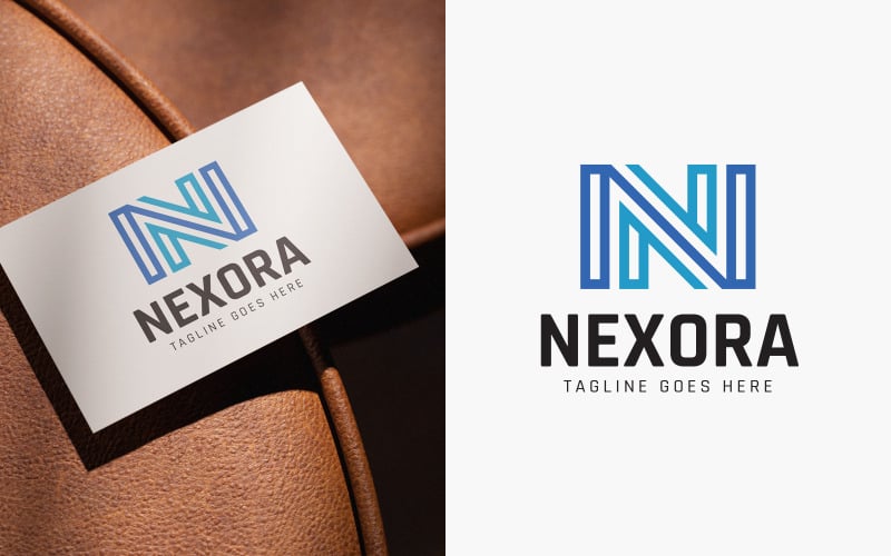 Conception du logo Nexora en forme de lettre N