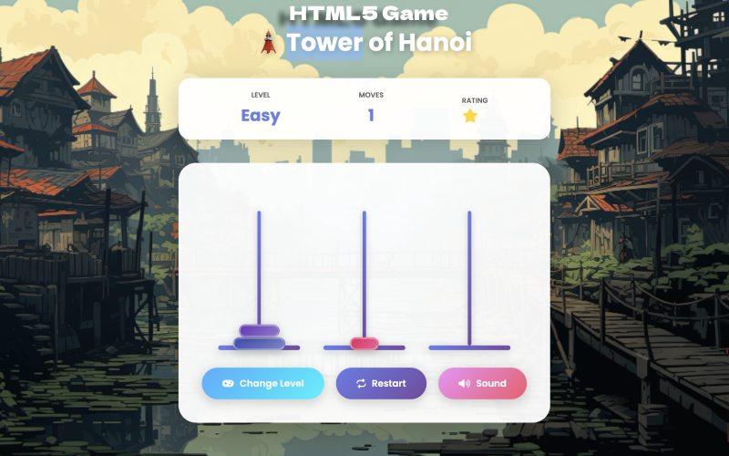 Puzzle della Torre di Hanoi – Gioco HTML5 responsivo