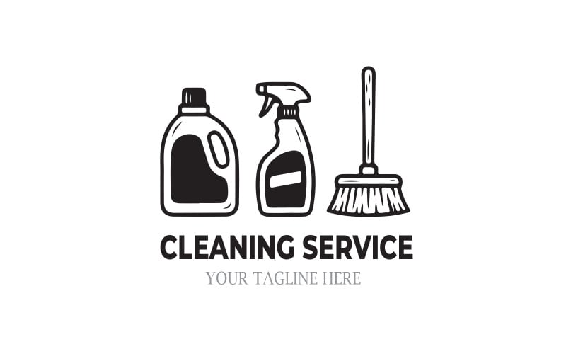 Logotipo para serviços de limpeza, incluindo limpeza residencial e comercial.
