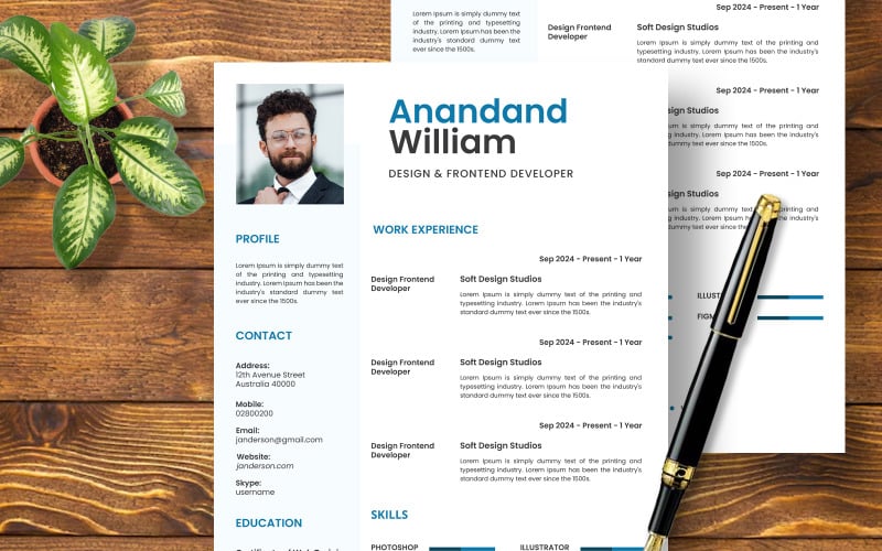 Modello di curriculum per sviluppatore frontend