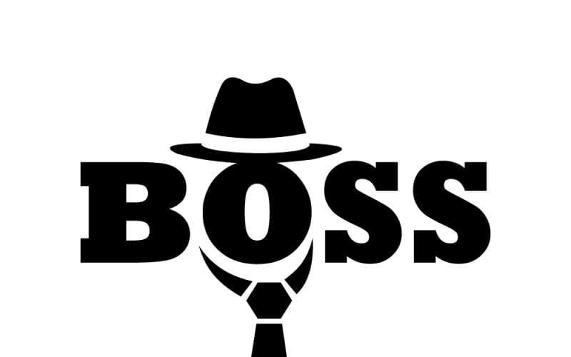 Design de logotipo de chefe com chapéu fedora e gravata — Emblema executivo de líder empresarial para identidade corporativa