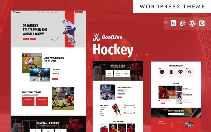 GoalLine - Tema WordPress Elementor per WooCommerce e articoli da hockey