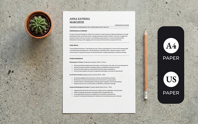 Curriculum vitae per insegnante di scuola materna • Curriculum ottimizzato per i sistemi ATS • Formato MS Word e Google Docs