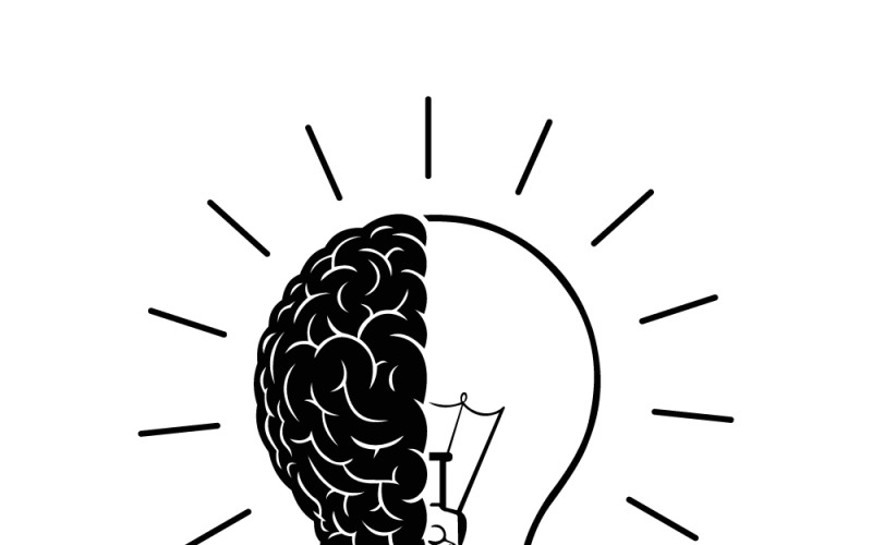 Illustration d'une ampoule représentant un cerveau, symbolisant l'idée, la créativité, l'innovation et la pensée.