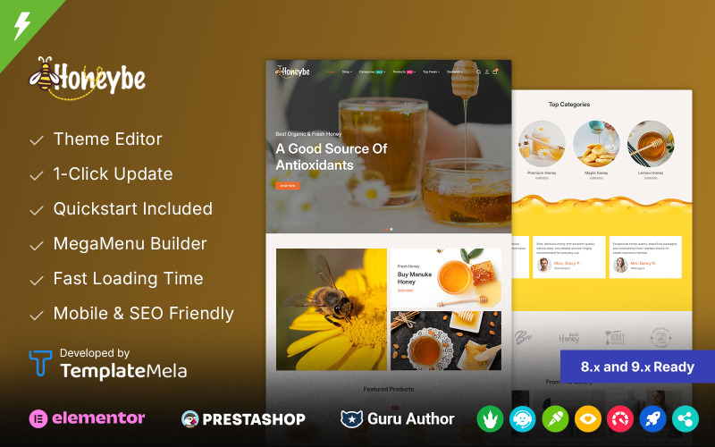 Honeybe - Tema Prestashop para apicultura y tiendas de miel