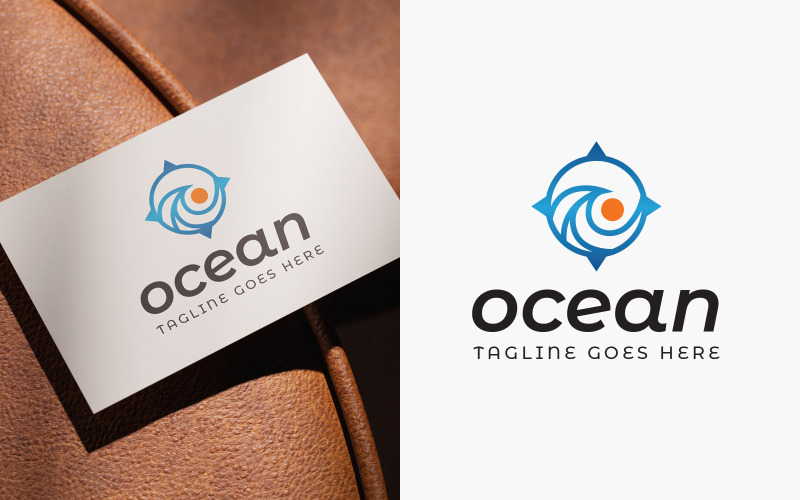 Logo dal design moderno con onde oceaniche.