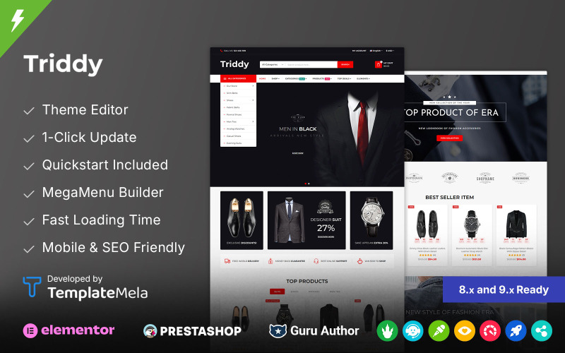 Triddy - Тема оформления PrestaShop для магазина костюмов и пиджаков