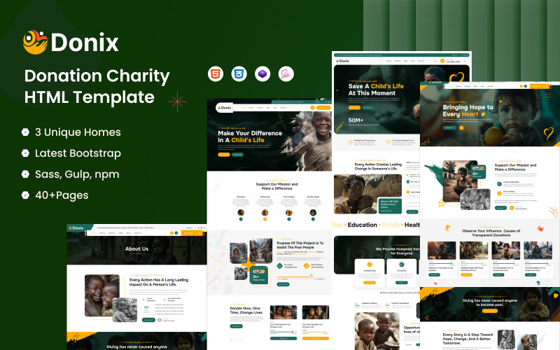 Donix - HTML-mall för välgörenhet och ideell donation