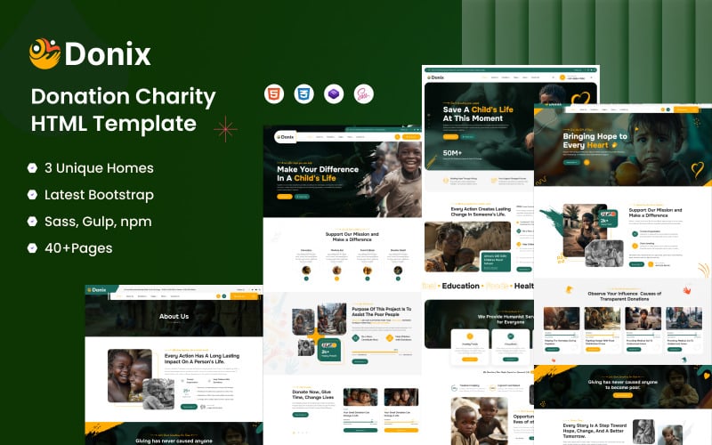 Donix - Modèle HTML pour dons aux organismes caritatifs à but non lucratif