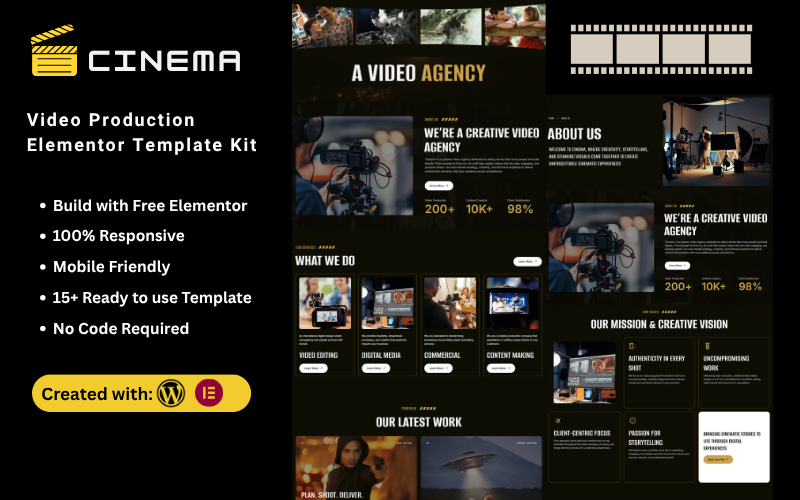 Sinema - Video Prodüksiyonu Elementor Şablon Kiti