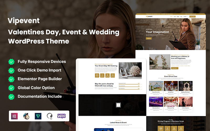 Vipevent - Thème WordPress WooCommerce pour la Saint-Valentin, les événements et les mariages