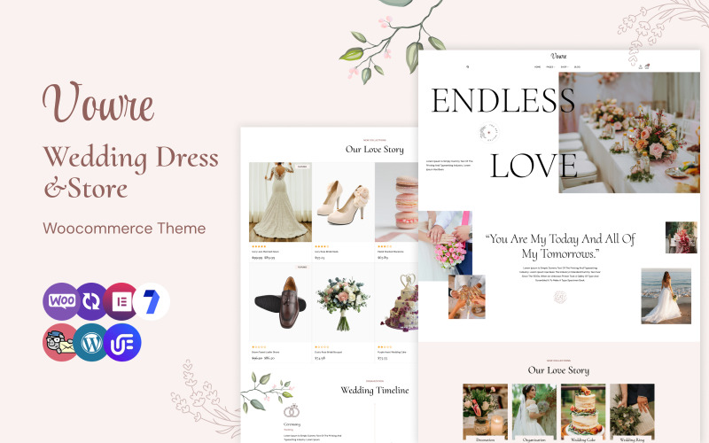 Vowre - Tema WooCommerce multiuso per negozi di matrimoni
