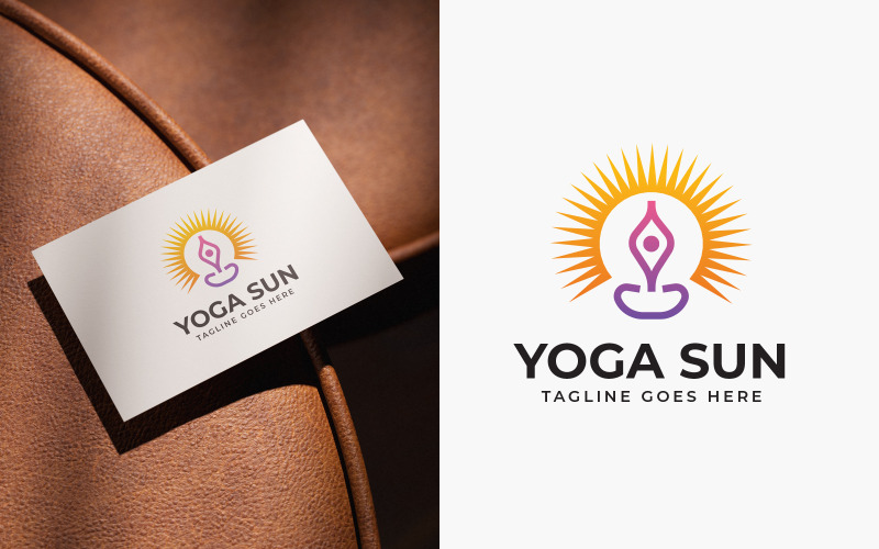 Modello di design per il logo Yoga Sun