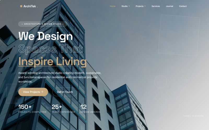 ArchiTek — Modèle HTML d'architecture et d'intérieur