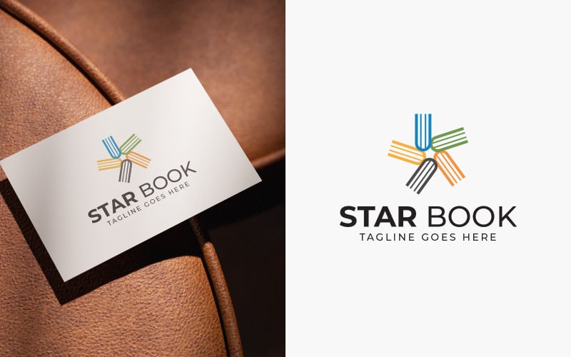 Modèle de logo de livre d'étoiles colorées