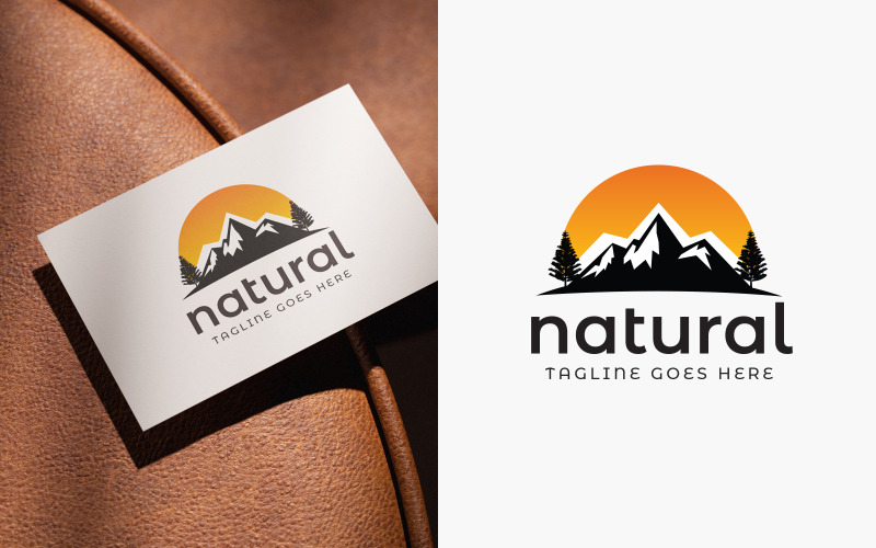 Design del logo di una montagna naturale