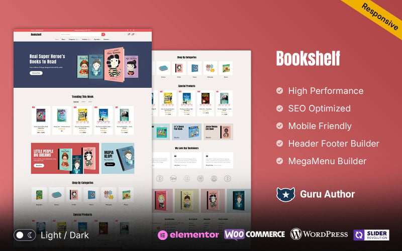 BookShelf - Thème WooCommerce Elementor Responsive pour librairie et papeterie